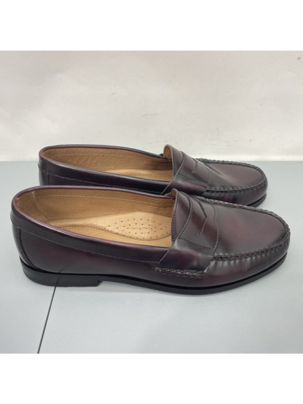 Johnston & Murphy Hayes Penny Loafers Shoes Comfort Leather Burgundy Mens 12 - Picture 3 of 14